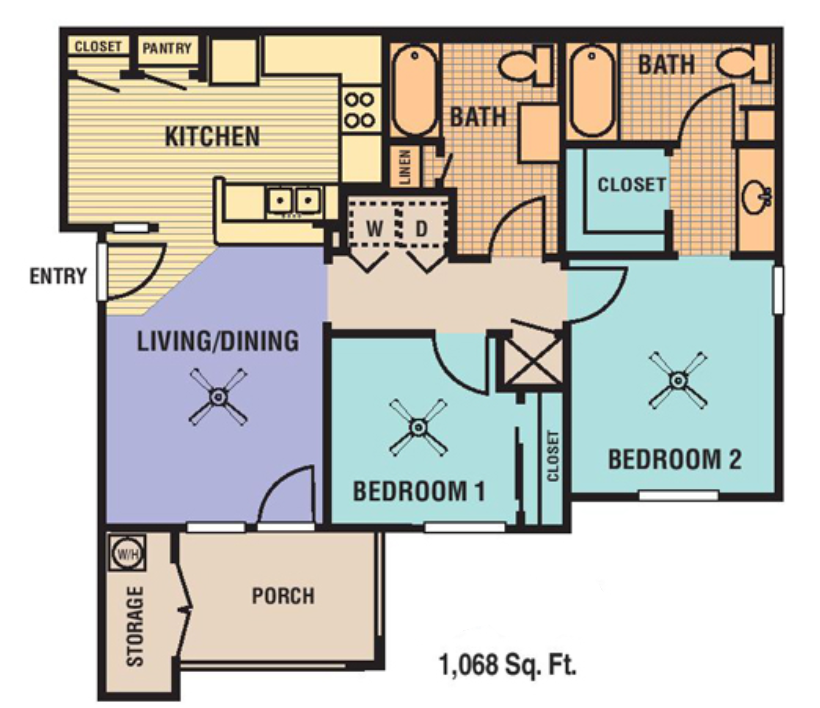 Floor Plans of Paseo Pointe Apartments in Los Fresnos, TX